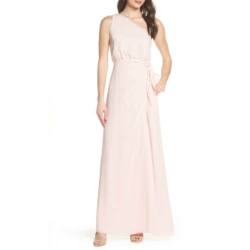 NEW WAYF The Penny One-Shoulder Ballet Pink Gown M